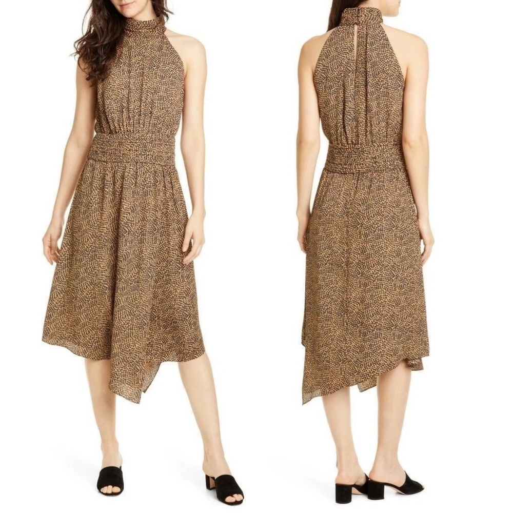 ✨NWT✨ JOIE Kehlani Halter Neck Asymmetrical Dress in Oak Sz US 10